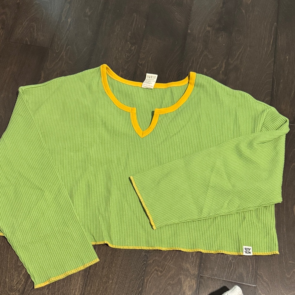 Lucy & Yak Lime Green Crop Top with Yellow Trim